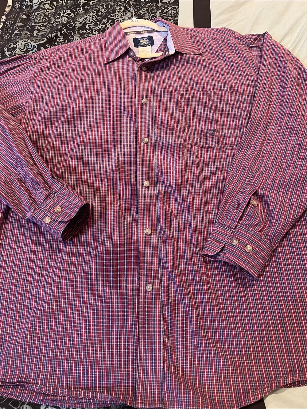 Wrangler 20X Red and Blue Plaid Button-Up Dress Shirt